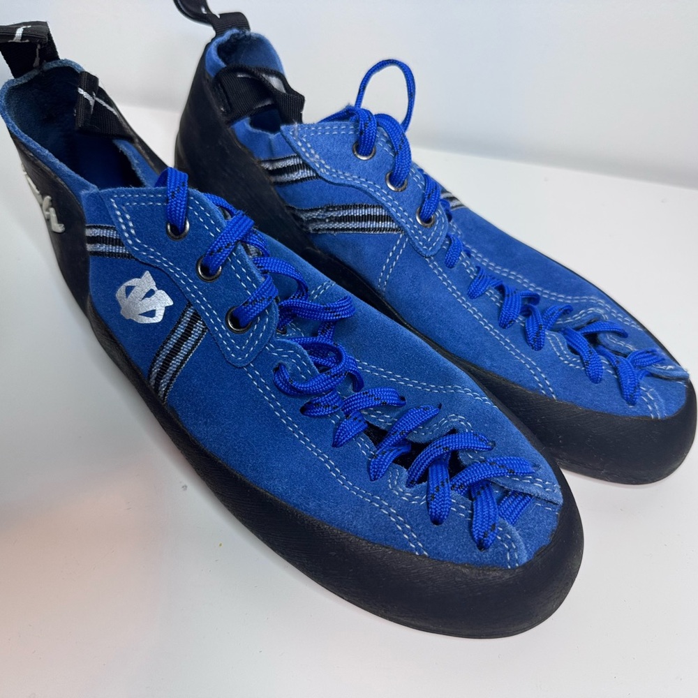 Evolv Blue and Black Climbing Shoes